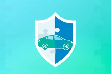 Abstract shield protecting a car, representing car insurance security.